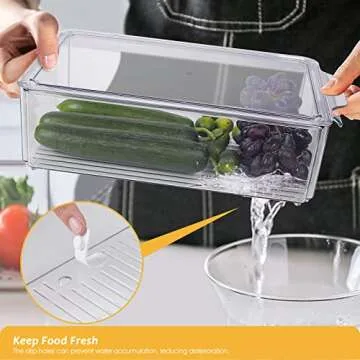 ZNM Fridge Organizer, Stackable Refrigerator Organizer Bins with Lids, Clear Plastic Storage Bins with Handle for Freezer, Kitchen, Countertops, Cabinets, Pantry Organization - BPA Free(Set of 9)