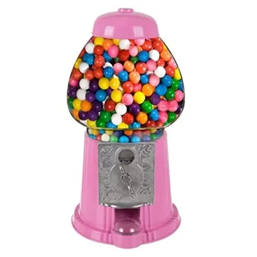 11-Inch Mini Gumball Machine - Vintage Candy Dispenser with Glass Globe, Metal Base, and Free Spin C...