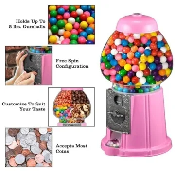 11-Inch Pink Mini Gumball Machine Vintage Candy Dispenser
