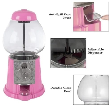 11-Inch Pink Mini Gumball Machine Vintage Candy Dispenser