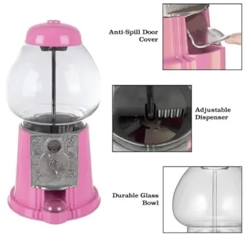 11-Inch Pink Mini Gumball Machine Vintage Candy Dispenser