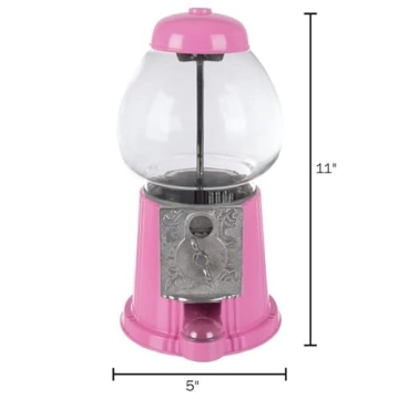 11-Inch Pink Mini Gumball Machine Vintage Candy Dispenser
