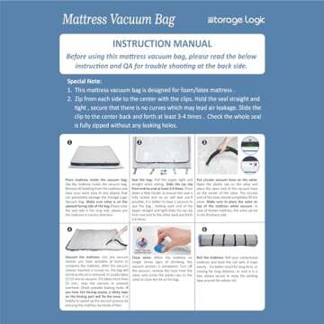 Twin/Twin-XL Mattress Vacuum Bag with Blue Zipper