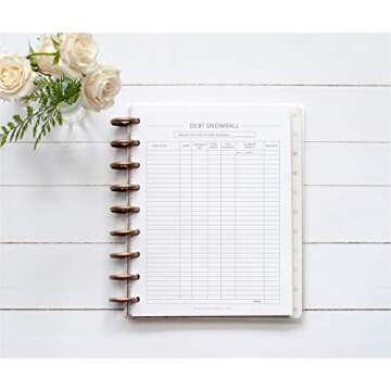 BetterNote Finance Plan Refill for Discbound Notebooks, Bill, Account, Expense, Budget, Debt Snowball, Fits Levenger Circa, The Happy Planner, Arc Systems, TUL, Talia, 1 Year Supply (9-Disc, 7"x9.25")