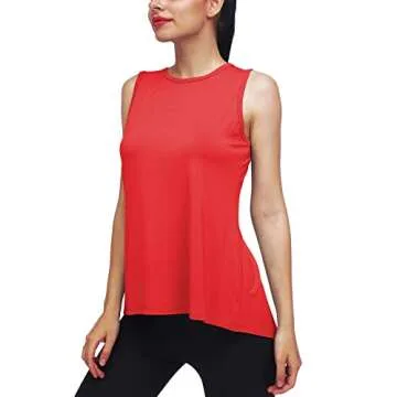 Mippo Workout Tops for Women - Open Back Yoga Athletic Tops in Red - XS