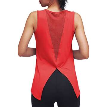 Mippo Workout Tops Open Back Yoga Athletic Tank Red