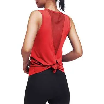 Mippo Workout Tops Open Back Yoga Athletic Tank Red
