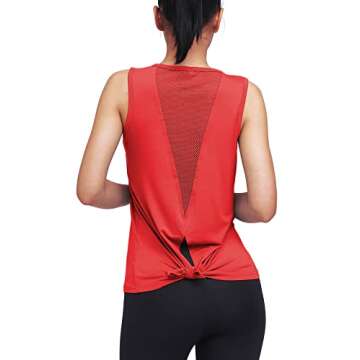 Mippo Workout Tops Open Back Yoga Athletic Tank Red