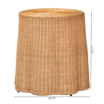 bali & pari Palm Scallop Natural Rattan End Table, Honey