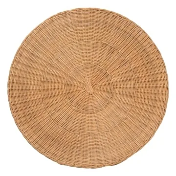 bali & pari Palm Scallop Natural Rattan End Table, Honey