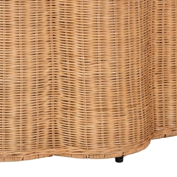 bali & pari Palm Scallop Natural Rattan End Table, Honey