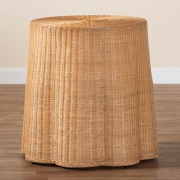 bali & pari Palm Scallop Natural Rattan End Table, Honey