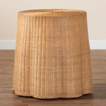 bali & pari Palm Scallop Natural Rattan End Table, Honey