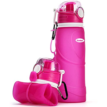 Kemier Collapsible Silicone Water Bottles-750ML,Medical Grade,BPA Free.Can Roll Up,26oz,Leak Proof F...