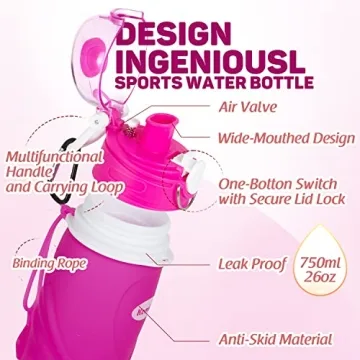 Kemier Collapsible Silicone Water Bottle 750ML