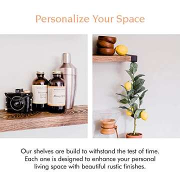 Willow & Grace Designs Floating Shelves - Set of 2 Natural Wood for Wall Decor in Living Room, Bathroom, Kitchen & Laundry Room, Made w/Real Wood Floating Wall Shelf, Easy Install - Walnut - 24"