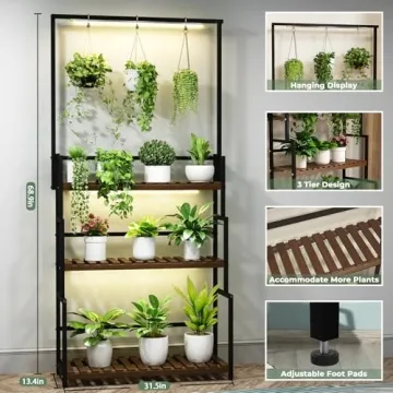Nedechom Plant Stand with Grow Light for Indoor Plants