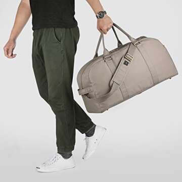 BONTHEE Canvas Carry-on Bags Large Travel Tote Bag Overnight Bags Duffel Shoulder Handbag