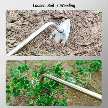 SWANSOFT Stainless Steel Weed Puller, Manual Hand Weeder Tool, Garden Weeding Tool for Yard