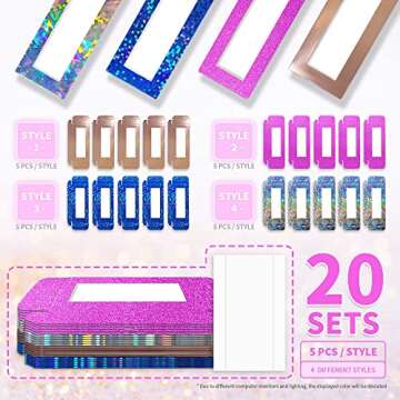 Zezzio Empty Nail Packaging Boxes Set Eyelashes Packaging Box -20PCS with 4 Color Press On Nails Package Box with White Board Paper for Nail Art Salon Nail Business