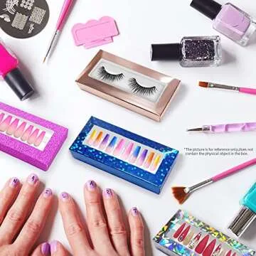 Zezzio Empty Nail Packaging Boxes Set Eyelashes Packaging Box -20PCS with 4 Color Press On Nails Package Box with White Board Paper for Nail Art Salon Nail Business