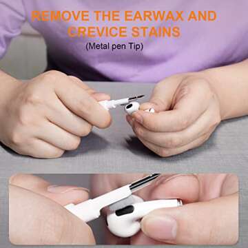 SUPFINE (2 in 1) for Airpod Case Cover, Soft Silicone Protective and Airpod Cleaner Kit Compatible with Airpods 2nd Generation Charging Case (Blue)