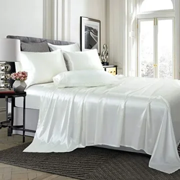 TREELY 6 Piece Queen Satin Sheet Set for Luxurious Comfort