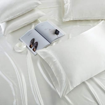 TREELY 6 Piece Queen Satin Sheet Set for Luxurious Comfort