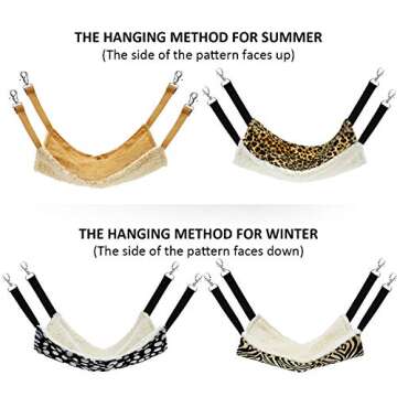 Boao 4 Pcs Guinea Pig Hammock Rat Hammock for Cage Small Animals Hanging Hammock Pet Cage Accessories for Chinchilla Parrot Sugar Glider Ferret(Leopard, Zebra, Black and White Dots, Camel)