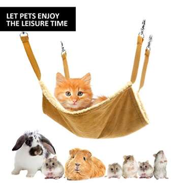 Boao 4 Pcs Guinea Pig Hammock Rat Hammock for Cage Small Animals Hanging Hammock Pet Cage Accessories for Chinchilla Parrot Sugar Glider Ferret(Leopard, Zebra, Black and White Dots, Camel)