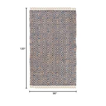 SAFAVIEH Natural Fiber Collection Area Rug - 8' x 10', Tropical Blue & Natural, Handmade Boho Diamon...