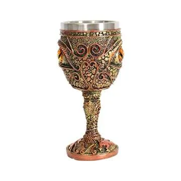 Ottalent Stainless Steel The Eye of The Dragon Wine Goblet Chalice,Dungeons and Dragons Medieval DragonWine Cups 7oz.Men’s Gift (Yellow Eyes)