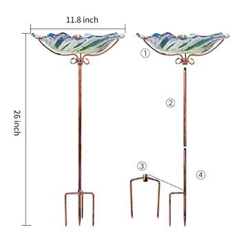 Vibrant Green Glass Bird Bath for Your Garden 26" High