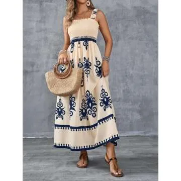 UEAL Womens Casual Maxi Summer Dress for Beach Style