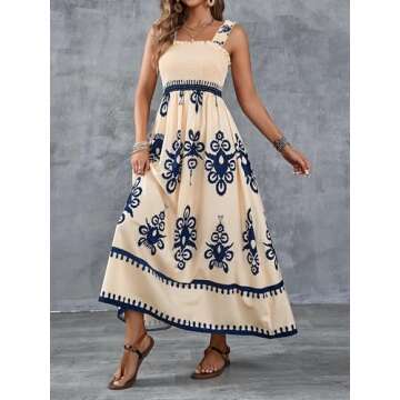 UEAL Womens Casual Maxi Summer Dress for Beach Style