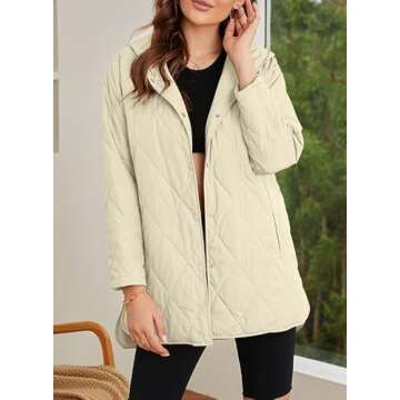 EVALESS Puffer Jacket for Women Lightweight Diamond Quilted Jackets Long Winter Coats for Womens Fas...