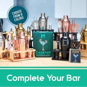 Stylish 8-Piece Cocktail Shaker Set with Stand and Recipes