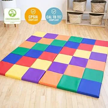 ECR4Kids SoftZone Patchwork Activity Mat, Folding Playmat, Assorted