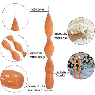 Twisted Candle Spiral Taper Candles - 7.5 Inch Handmade Wedding Candlesticks