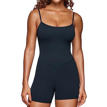CRZ YOGA Butterluxe Athletic Rompers for Women Adjustable Strap Padded Workout Shorts Jumpsuits One ...