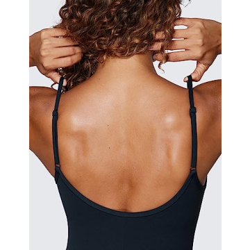 CRZ YOGA Butterluxe Athletic Rompers for Women Adjustable Strap Padded Workout Shorts Jumpsuits One Piece Bodysuit Tank Tops True Navy Medium