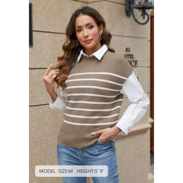 MEROKEETY Spring Ribbed Tank Tops for Women Short Sleeve Cute Work Business Going Out Pullover Sweater, Cashmere, Medium