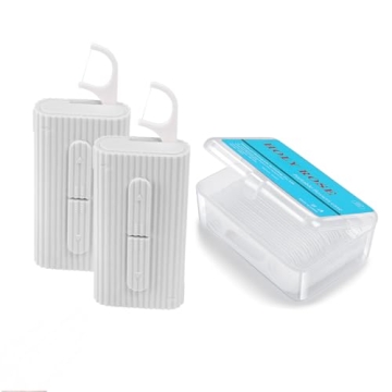 Holy rose Portable Dental Floss Picks Dispenser 2Box,Travel Floss Storage Case with Adult Toothpicks...
