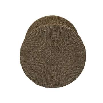 Household Essentials Handwoven Seagrass Wicker Stool with Hourglass Shape, Natural
