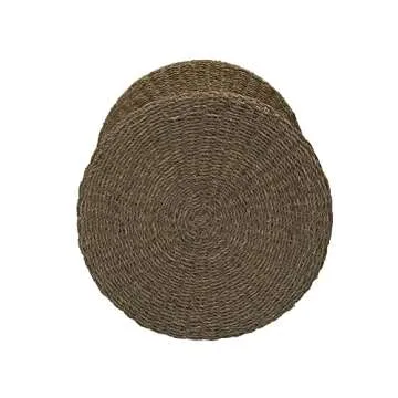 Household Essentials Handwoven Seagrass Wicker Stool with Hourglass Shape, Natural