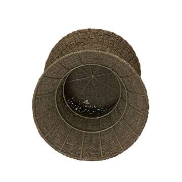 Household Essentials Handwoven Seagrass Wicker Stool with Hourglass Shape, Natural