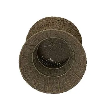 Household Essentials Handwoven Seagrass Wicker Stool with Hourglass Shape, Natural