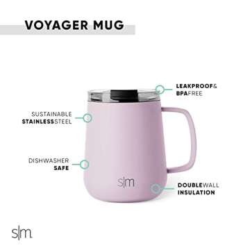 Simple Modern 12oz Insulated Travel Coffee Mug | Lavender Mist | Voyager Collection