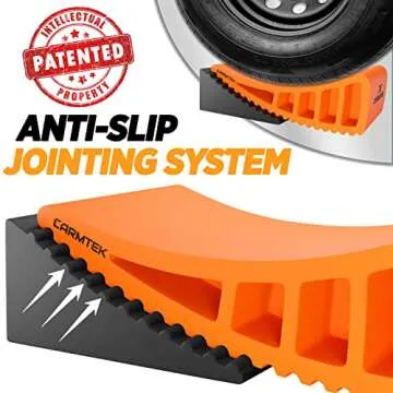 CARMTEK Camper Leveler Premium Kit | Fit Curved RV Levelers with Wheel Chocks, Rubber Mats & Carry Bag for Tight Dual Axle Trailers | Faster RV Leveling System than RV Leveling Blocks | RV Accessories