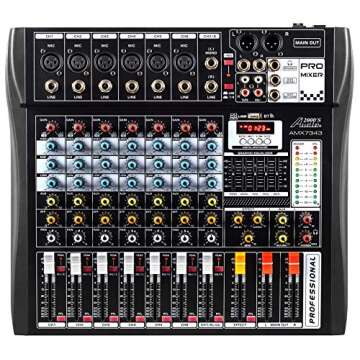 Audio2000'S AMX7343 Eight-Channel Audio Mixer with USB Interface and Sound Effect